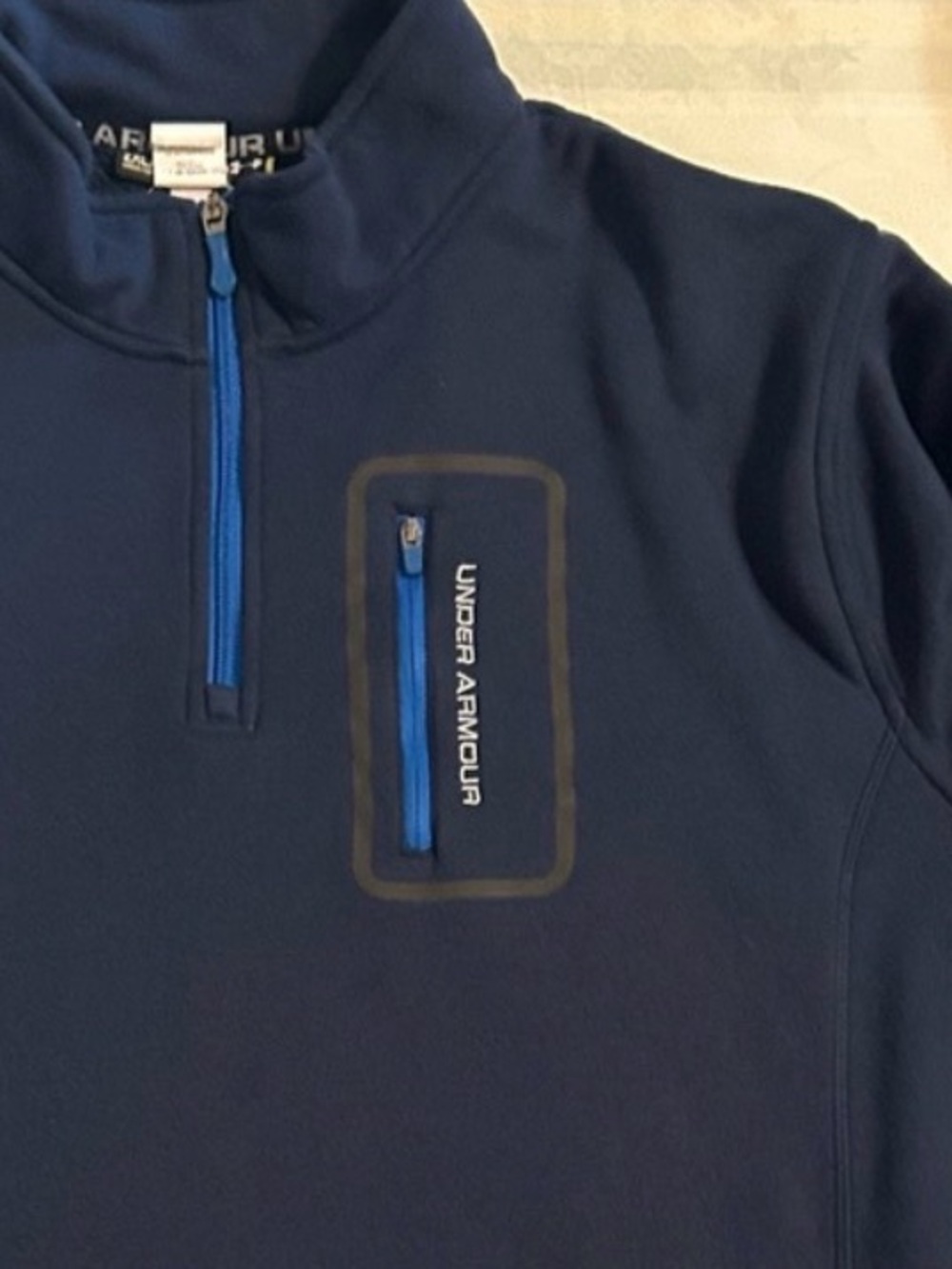 Under Armour Men’s 2XL Navy Quarter-Zip Pullover with Chest Pocket EUC XXL